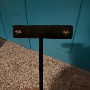 Elegant Heart Shape Gold Pyramid Stud Earrings